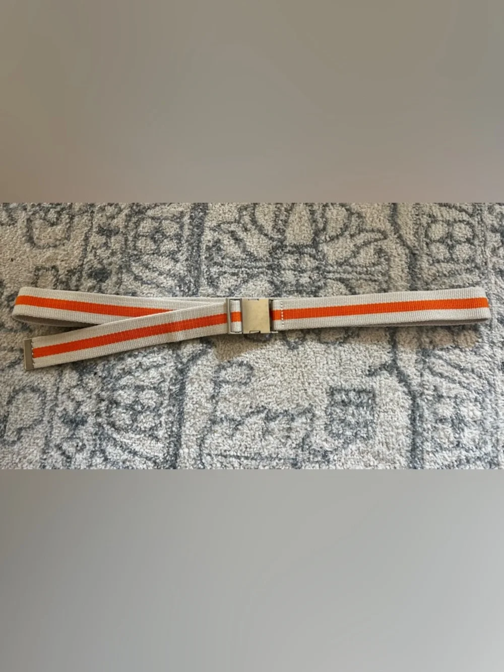 Striped Canvas Belt with Orange Accent